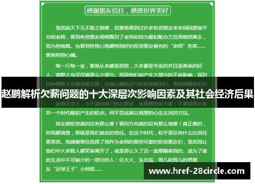 赵鹏解析欠薪问题的十大深层次影响因素及其社会经济后果 赵鹏解析欠薪问题的十大深层次影响因素及其社会经济后果